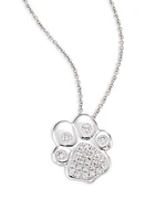 18K White Gold & 0.25 TCW Diamond Paw Pendant Necklace