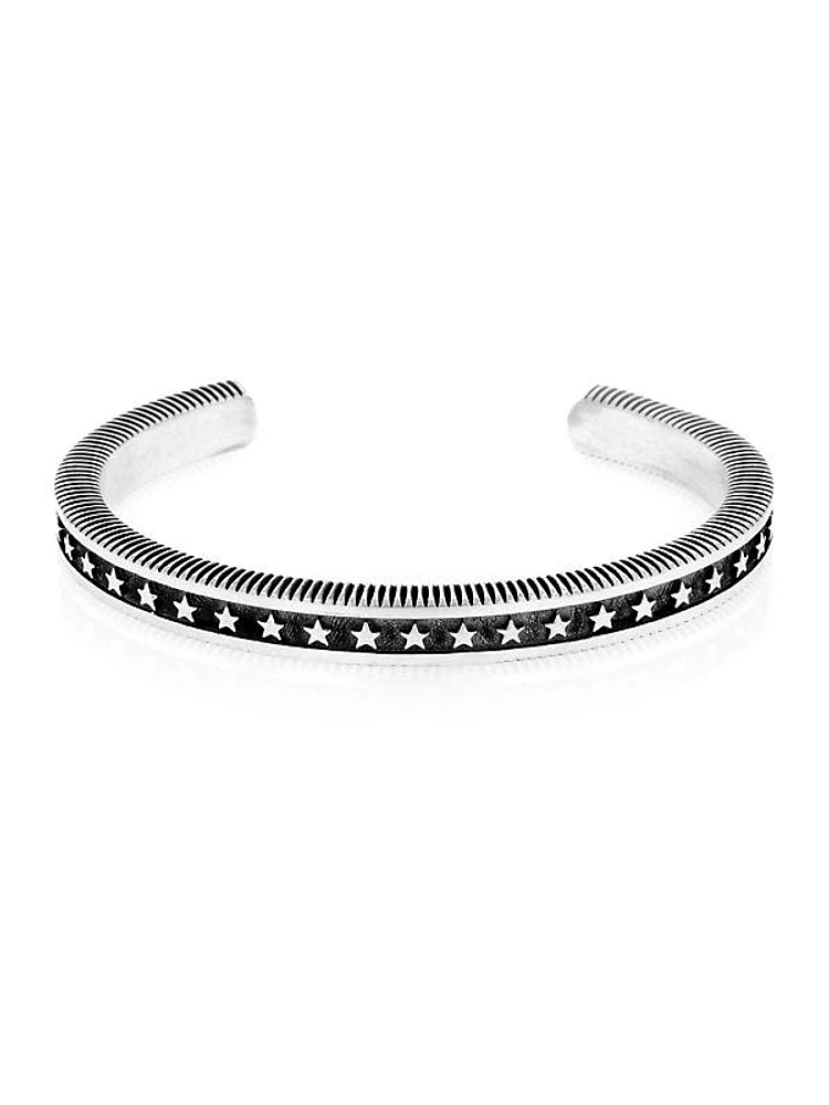 Sterling Silver Coin Edge Cuff Bracelet