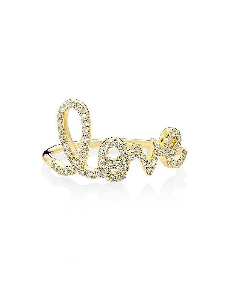 14K Yellow Gold & Diamond Large Love Ring