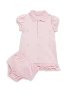 Baby Girl's Ruffled Polo Dress & Bloomers Set