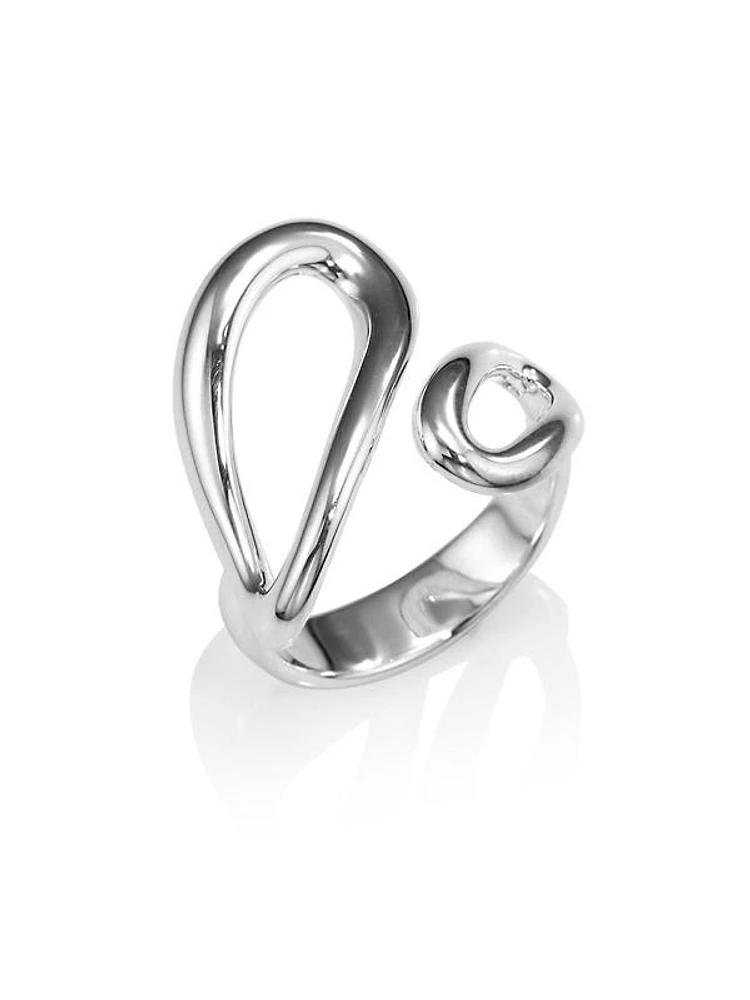 Classico Sterling Silver Smooth Cherish Bypass Ring