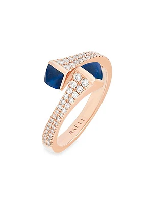 Cleo 18K Rose Gold, Lapis Lazuli & Diamond Wrap Ring