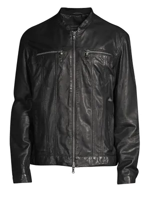 Zip-Front Leather Jacket