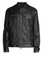 Zip-Front Leather Jacket