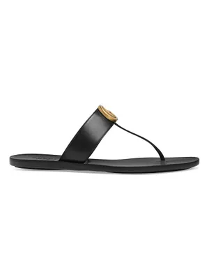 Marmont Leather Thong Sandals With Double G