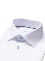 Contemporary-Fit Twill Dress Shirt with Blue Details