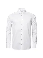 Contemporary-Fit Twill Dress Shirt with Grey Details