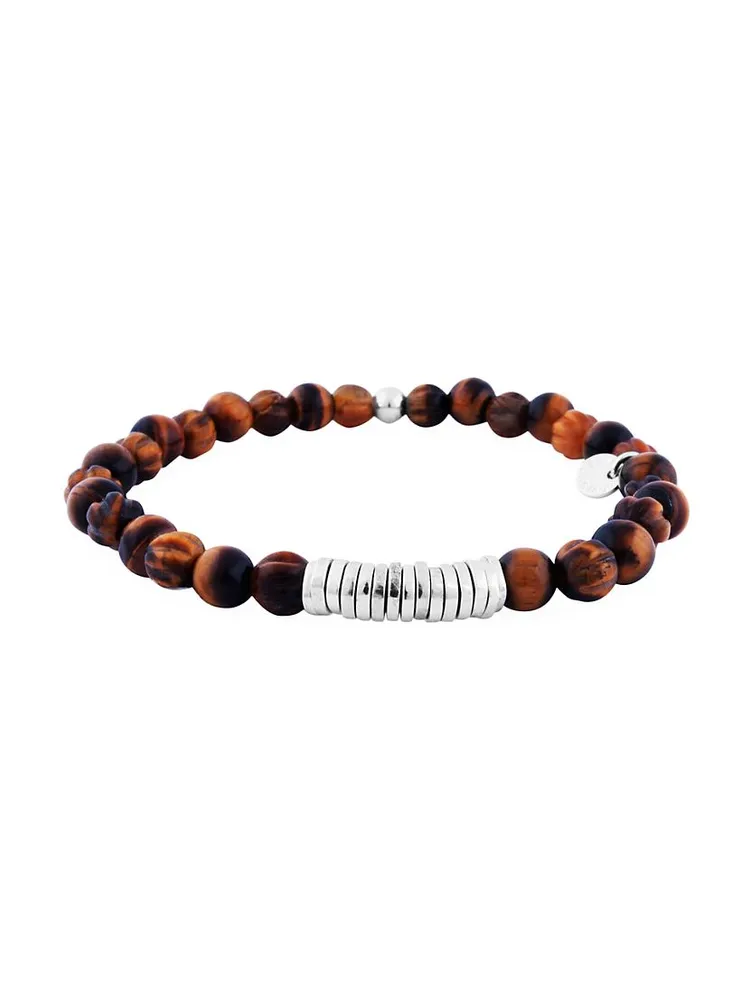 Sterling Silver & Tiger's Eye Beaded Bracelet