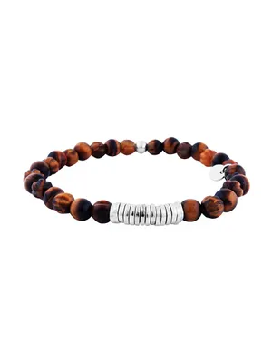 Sterling Silver & Tiger's Eye Beaded Bracelet