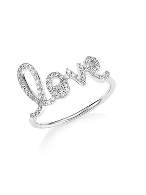 14K White Gold & Diamond Large Love Ring