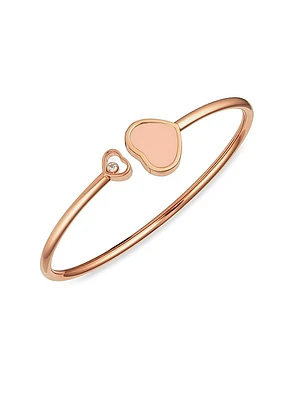 Happy Hearts 18K Rose Gold, Diamond & Rosé Stone Bangle