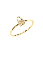 14K Yellow Gold & Diamond Lock Ring