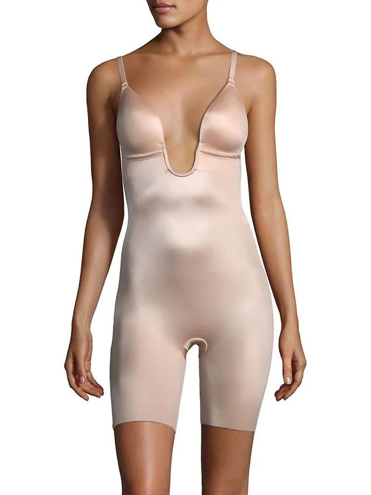 Suit Your Fancy Plunge Low-Back Mid-Thigh Bodysuit