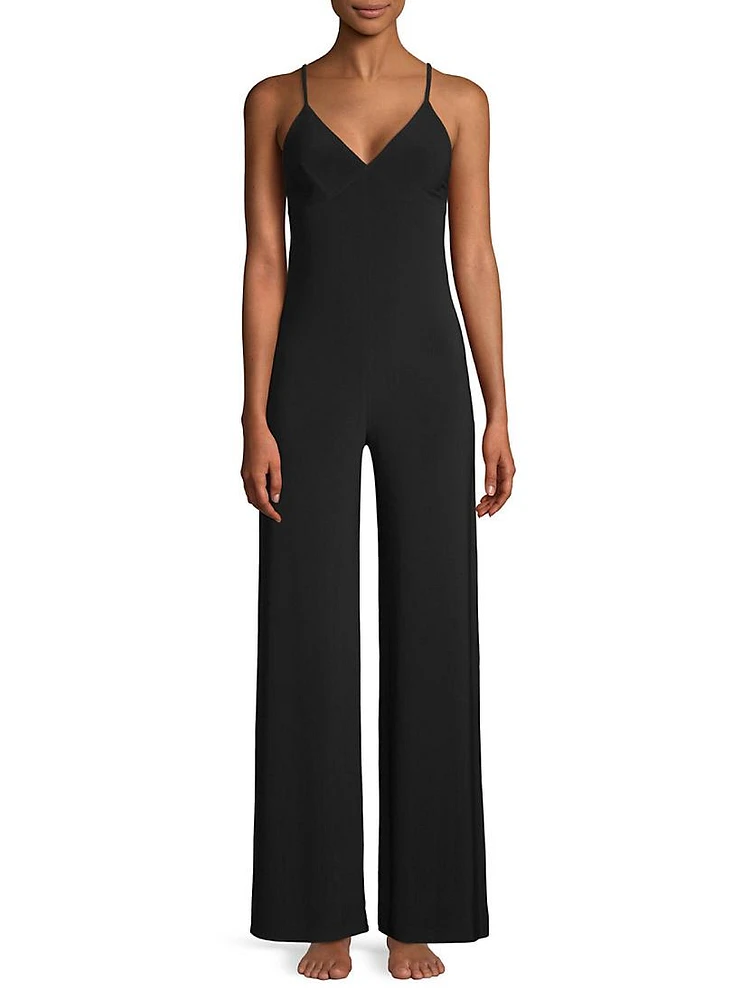 Slip Wide-Leg Sleeveless Jumpsuit