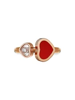 Happy Hearts 18K Rose Gold & Diamond Cuff Ring