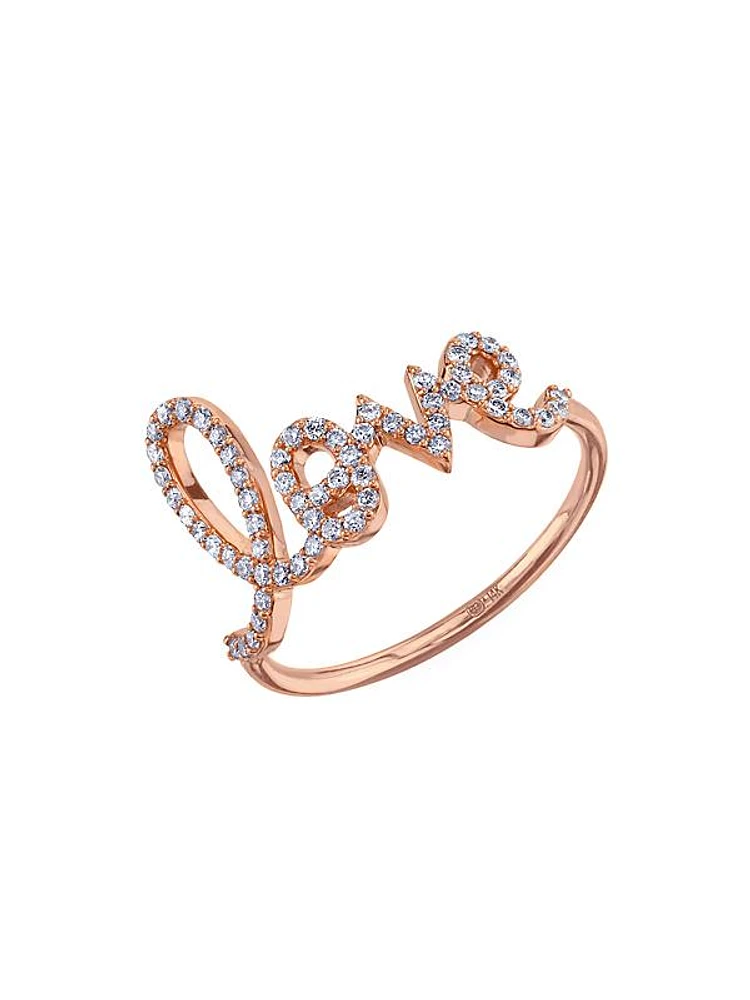 14K Rose Gold & Diamond Large Love Ring