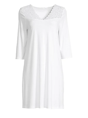 Moments Three-Quarter Lace Yoke Night Gown