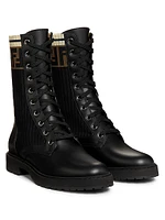 Rockoko Leather & Knit Combat Boots