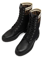 Rockoko Leather & Knit Combat Boots