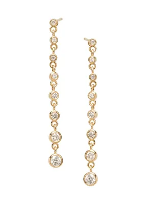 14K Yellow Gold & Diamond Eternity Chain Earrings