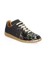 Replica Paint Splatter Leather Low-Top Sneakers