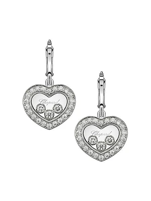 Happy Diamonds 18K White Gold & Diamond Pavé Drop Earrings