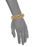 Unisex Wide 24K Goldplated Sterling Silver Braided Bracelet