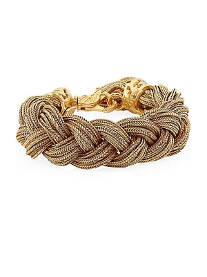 Unisex Wide 24K Goldplated Sterling Silver Braided Bracelet