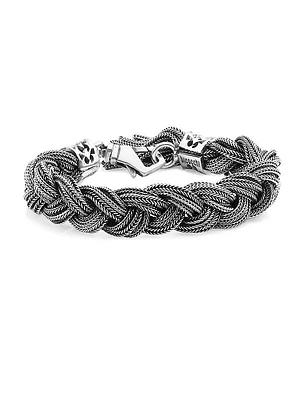 Unisex Wide Sterling Silver Braided Bracelet