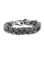 Unisex Wide Sterling Silver Braided Bracelet