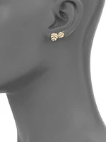 14K Yellow Gold & Diamond Double Monstera Leaf Left Stud Earring