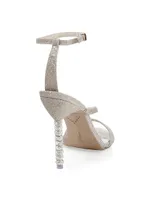 Rosalind Embellished-Heel Glitter Leather Sandals