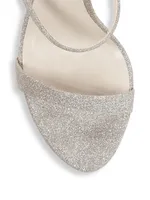 Rosalind Embellished-Heel Glitter Leather Sandals