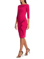 Kate Ruffled Three-Quarter Sleeve Bodycon Dress