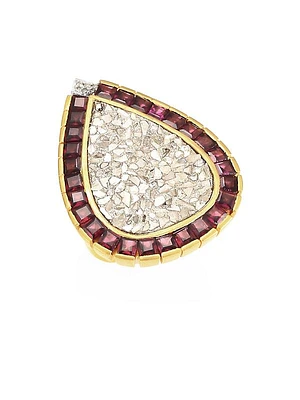 18K Goldplated Diamonds & Garnet Maiden Ring