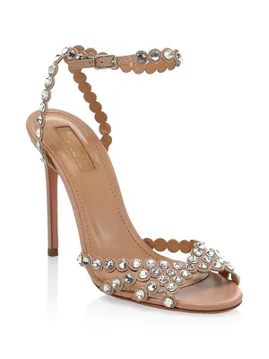 Tequila Crystal-Embellished Leather Sandals