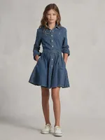 Little Girl's & Belted Denim Shirtdress