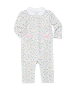 Baby Girl's Floral Print Cotton Coverall