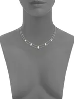 18K White Gold, Pearl & Diamond Station Necklace