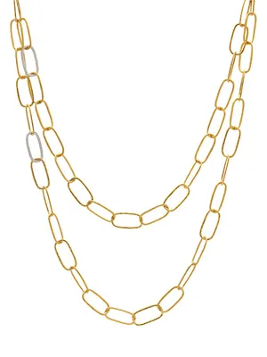 Geo 22K Gold & Diamond Open Chain Necklace