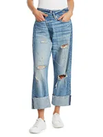 Distressed Crossover Jeans