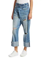 Distressed Crossover Jeans