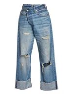 Distressed Crossover Jeans