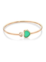 Happy Hearts 18K Rose Gold, Diamond & Chrysoprase Bangle