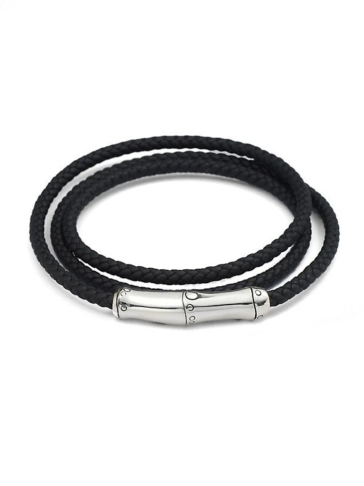 Bamboo Triple-Wrap Leather Bracelet