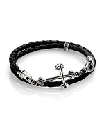 Cross Double-Wrap Leather Bracelet