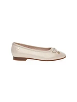 Little Girl's & Daisy Bow-Detailed Leather Ballet Flats