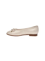 Little Girl's & Daisy Bow-Detailed Leather Ballet Flats