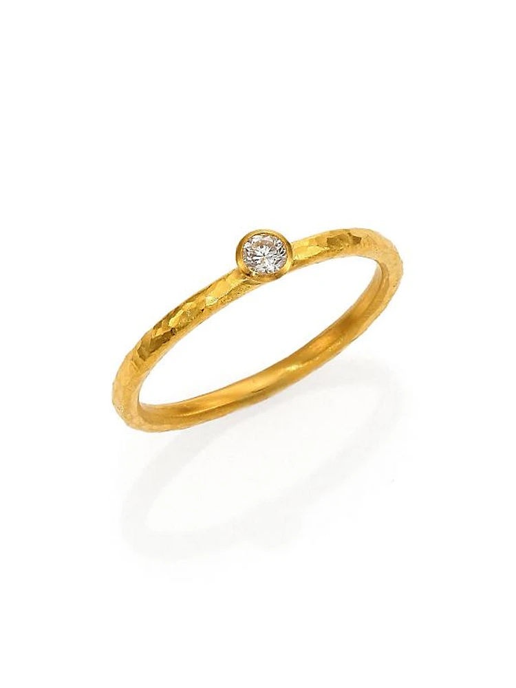 Delicacies Diamond & 24K Yellow Gold Skittle Stacking Ring