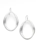 Classico Sterling Silver Wavy Oval Drop Earrings